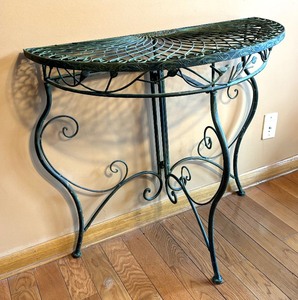 lot 44 image: Marvelous Ornate Crescent Metal Accent Table