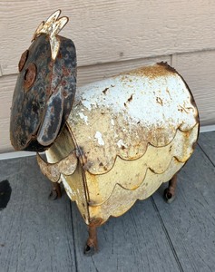 lot 219 image: Rustic Style Metal Sheep Sculpture
