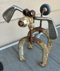 lot 220 image: Fun Steampunk Style Outdoor Dog Sculpture