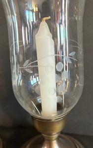 lot 228 image: Pair of Elegant Etched Glass Candle Holders