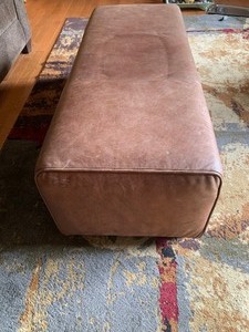 lot 50 image: Light Brown Leather Ottoman
