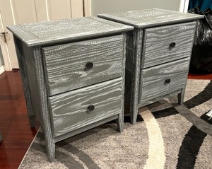 lot 13 image: Pair of Neutral Gray Night Stands  Side Tables
