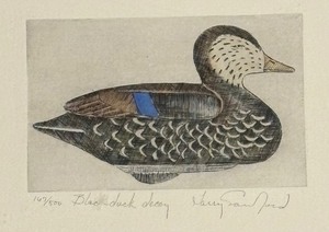 lot 121 image: Limited Edition Black Duck Decoy Framed Print