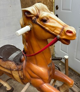 lot 292 image: Vintage Wonder Rawhide Rocking Horse Toy