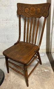 lot 167A image: Vintage Wooden Pressed Back Accent Chair