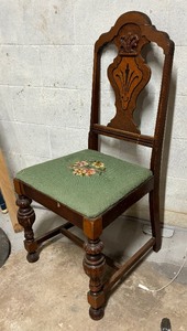 lot 414 image: Vintage Wooden Chair with Needlepoint Seat