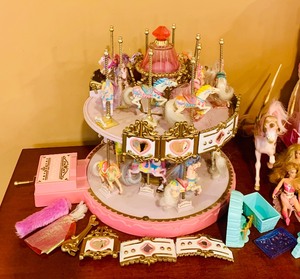 lot 82 image: Vintage Toys Including Vintage She-Ra Crystal Castle with Accessories and Horse Carousel