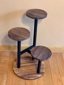 lot 92 image: 3 Tier Plant Stand Indoor, Flower Pot Holder  Tall Metal and Wood Display Rack for Corner