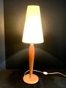 lot 99 image: 1990 Wooden Lamp Base with White Lampshade