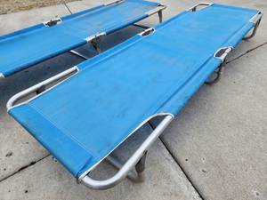 lot 439 image: (2) Blue Lightweight Folding Camping Cotts