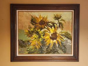 lot 492 image: Abstract Sunflower Original Painting by M. Nielsen