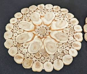 lot 197 image: Pair of Wood Slice Trivets from Finland