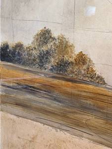 lot 93 image: Abstract Scenic Print on Glass