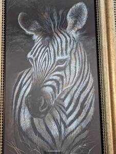 lot 58A image: Small Framed Zebra Print by Ruane Manning