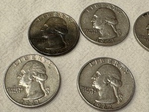 lot 205B image: (9) United States Washington Silver Quarters
