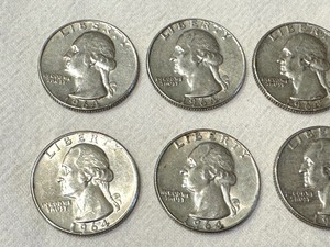 lot 34B image: (8) 1964 United States Silver Washington Quarter Coins