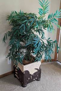 lot 70 image: Decorative Plaster Planter and Faux Plant