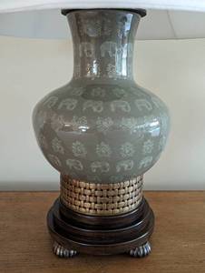 lot 63 image: Elegant Ceramic Elephant Design Table Lamp