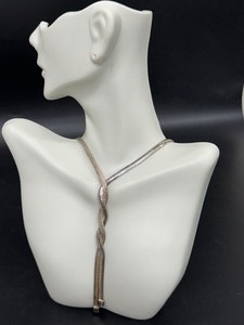 lot 45A image: Beautiful Sterling Silver Lariat Style Necklace