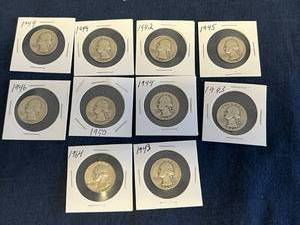 10 Silver Washington Quarters