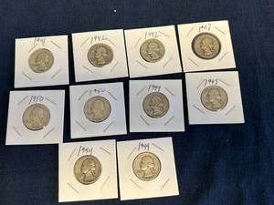 10 Silver Washington Quarters