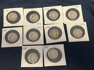 10 Silver Washington Quarters