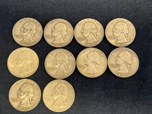 10 Silver Washington Quarters