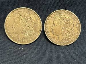 2 1921 D Morgan Dollars