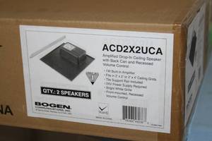 lot 92 image: PAIR of NEW Bogen ACD2x2 Self-Amplified 2 x 2 Pro Audio Ceiling Speakers
