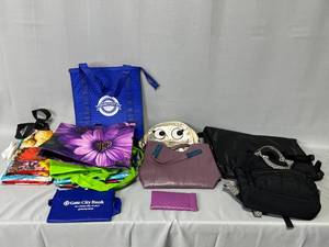 Lot of Backpacks, Purse, Sunglass Case & Large Variety of Reuseable Tote Bags - Box Not Inc