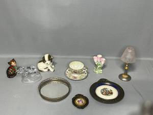 VTG Animal Figurines, VTG Floral Art w 22K Gold Trim, Bud Vase, Cup & Saucer, Candle & More