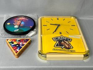 Lot of Camel Collectibles Inc Two Clocks (untested) & a Tin