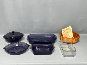 Purple Pyrex Glass Baking Dishes and Brique Ward Bundt Cake Pan