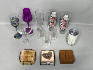Beer Glasses, Wine Glasses, Martini Glass, Insulated Wine Cup, Bubbly Bar Stemless, 3 Sets of Coasters