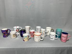 Lot of 14 Mugs Various Designs & Sizes