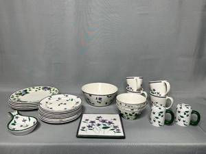 Waverly Garden Room Sweet VioletHeirloom Collection Dinnerware - Partial Set, Spoon Rest and Hot Plate Have Minor Chips