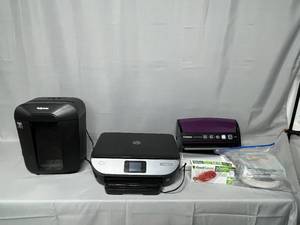 Fellowes Paper Shredder, HP Envy Photo 7158, FoodSaver V3234 and FoodSavor Bags
