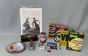 VTG Cleaning Products Inc Cheer, Bel, Rinso, Oxydol, Ajax, Vito Antiperspirant, Toothpaste, Iron & Decorative Plate Monica Festival Children of the World, LHJ Poster