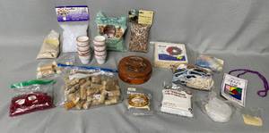 Lot of Craft Items Inc Doll Kit, Decorative Stones, Corks, Vase Filler, Sand, Mini Pots, Stuffing, Crazy for Quilting Necklace, ETC