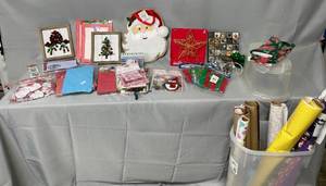Christmas Wrapping Supplies, Decor, Stationary, Disposable Utensils and More Tote Not Included