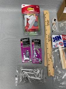 Command Hooks and Picture Hanging Hardware - Variety of Sizes and Types, Hot Glue Gun and Refill Glue Sticks, Bulldog Thumbtacks and 12 Bumpers