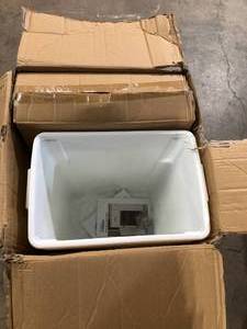Design Trend Household Essentials 9 Gal. Double Under Cabinet Double Sliding Trash Can Caddy White, Chrome   Customer Returns See Pictures