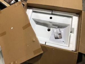 Swiss Madison Claire 24 in. Console Sink White Basin Black Legs  Customer Returns See Pictures