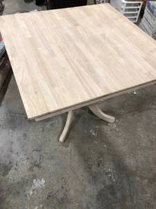 Unfinished Solid Wood 36 in Square Pedestal Dining Table by International Concepts Customer Returns See Pictures