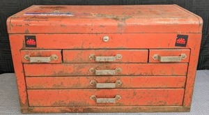lot 31A image: Vintage Multi-Drawer Red Metal Tool Box