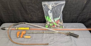lot 130 image: Bar Clamp, Small Drain Cleaner, Bag of Small Clamps, Klein Tools 12 Fish Rod Set