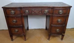lot 43A image: Vintage 7-Drawer Wood Desk