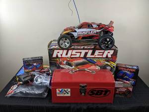 lot 3A image: Traxxas Rustler Radio Control Car with Accessories and Upgrades