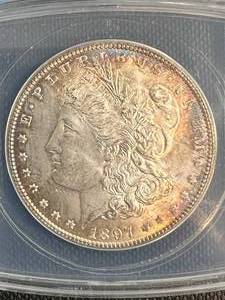 1897 US MORGAN SILVER DOLLAR ANACS MS64
