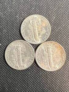 3 US MERCURY DIMES ALL 1941